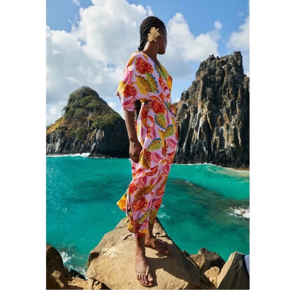 FARM RIO Mixed Beaks & Bananas Maxi Wrap Dress - Picture 16 of 16
